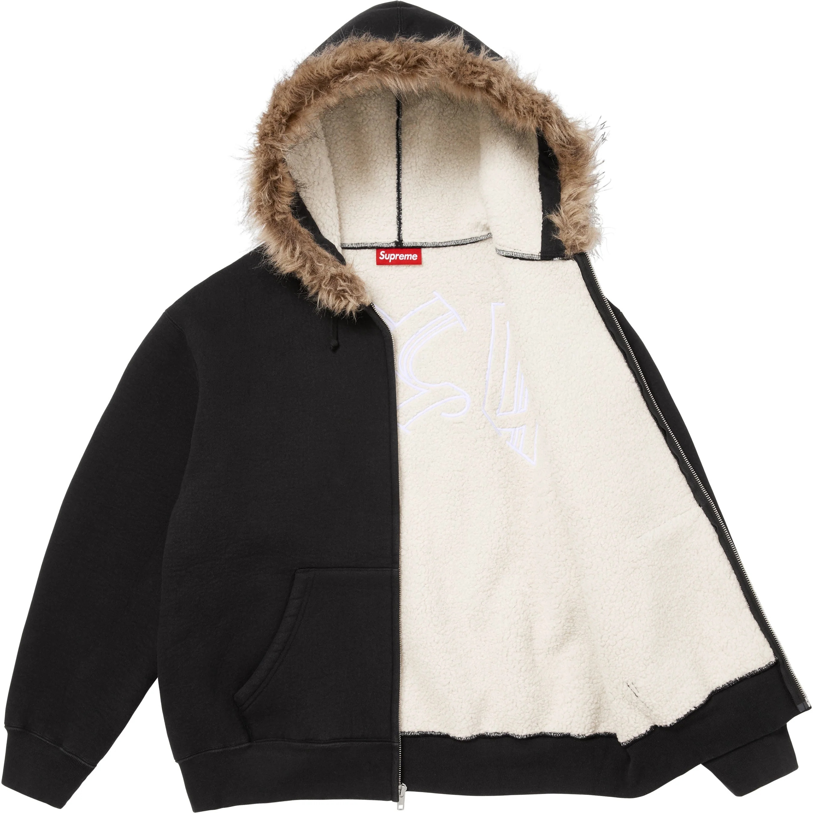 Faux Fur Zip Up Hooded Sweatshirt view 10